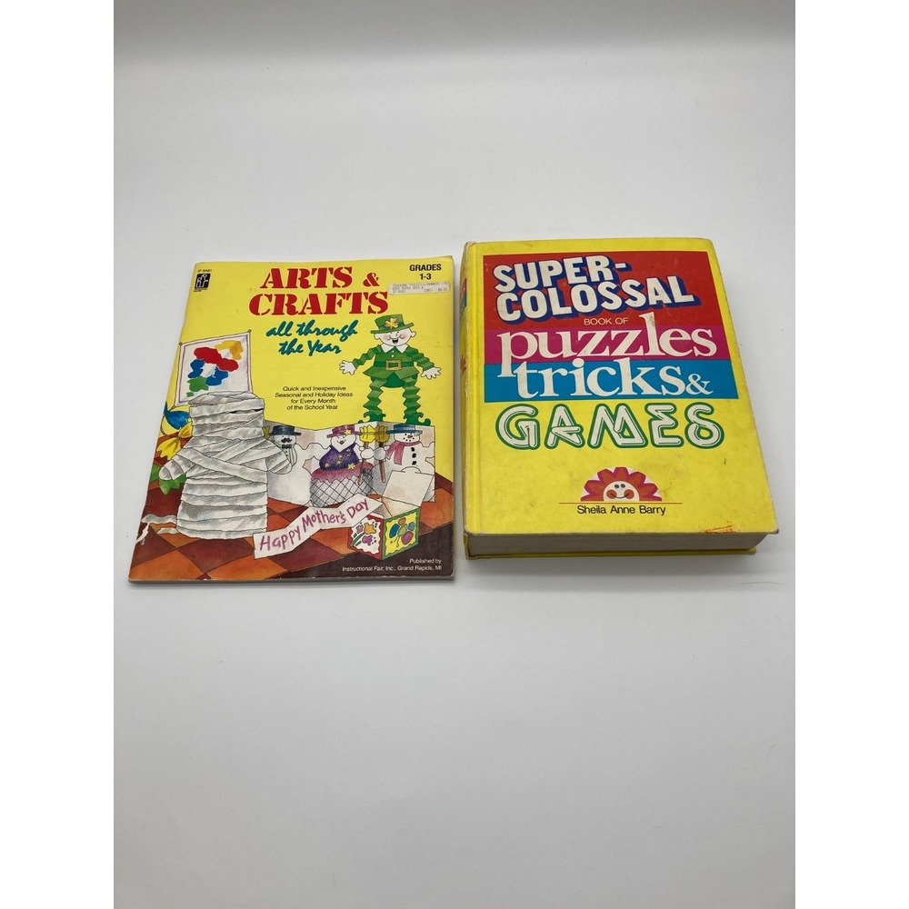 Vintage 1970s 1980s Children Activity Book Lot Puzzles Games Crafts Grades 1-3